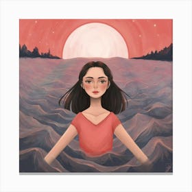 Girl In The Water Canvas Print