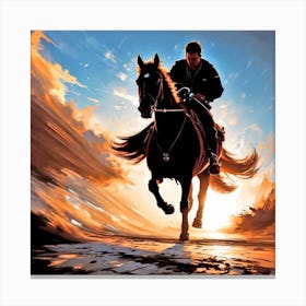 Man Riding A Horse 1 Canvas Print