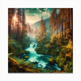 River In The Forest Canvas Print