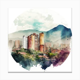 Watercolor Of Colombia City.A fine artistic print that decorates the place. Canvas Print