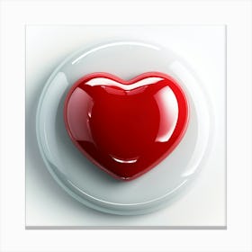 Heart Button Isolated On White 1 Canvas Print