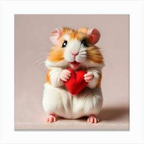 Hamster Holding A Heart 2 Canvas Print