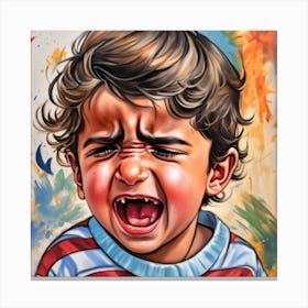Crying Child Ai photo Canvas Print