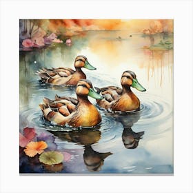 Ducks In The Pond Canvas Print