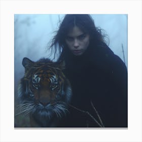 Tiger And The Woman Canvas Print