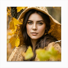 Beautiful Woman In Autumn 4 Canvas Print