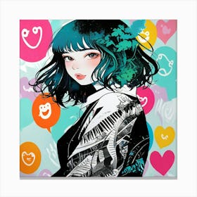 Girl With Blue Hair 2 Canvas Print