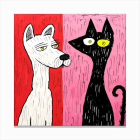 Black Cat And White Cat Canvas Print