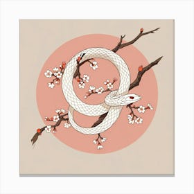 Snake In Cherry Blossoms 1 Canvas Print