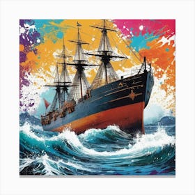 Ship In The Sea 4 Canvas Print