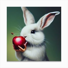 Rabbit Eating Apple 1 Canvas Print