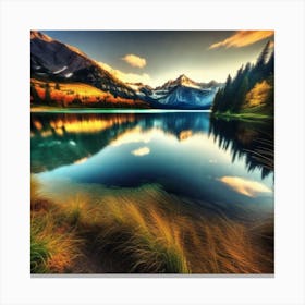 Mountain Lake At Sunset 1 Canvas Print