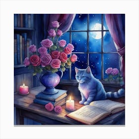 Cat At Night Canvas Print