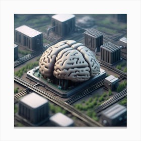 Brain On A City Canvas Print