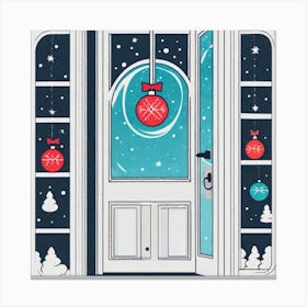Christmas Decoration On Home Door Sticker 2d Cute Fantasy Dreamy Vector Illustration 2d Flat (4) Canvas Print