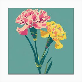 Carnation 2 Square Flower Illustration Canvas Print