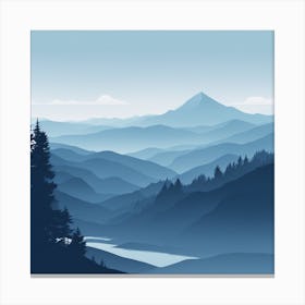 Misty mountains background in blue tone 104 Canvas Print