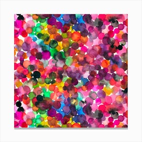 Overlapped Watercolor Dots Square Canvas Print