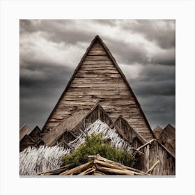 Old House Under A Stormy Sky Canvas Print