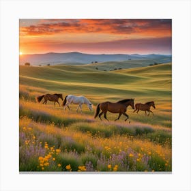 Horses In The Meadow 1 Canvas Print