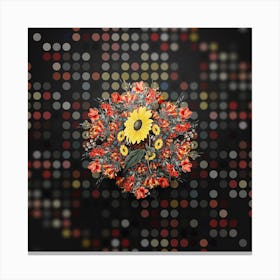 Vintage California Sunflower Floral Wreath on Dot Bokeh Pattern n.0808 Canvas Print