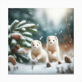 Ferrets In The Snow Canvas Print