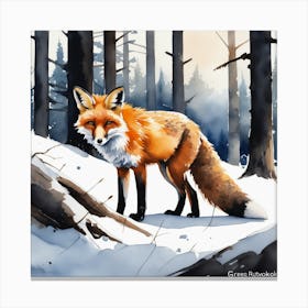 Fox In The Snow 21 Canvas Print