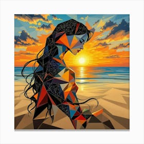 Geometric Woman At Sunset Canvas Print