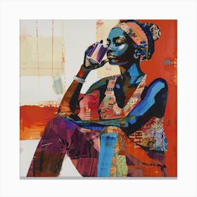 'Woman Drinking Coffee' 1 Canvas Print