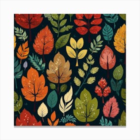 Autumn Leaves Seamless Pattern Canvas Print