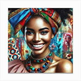 African Woman With Head Scarf Canvas Print