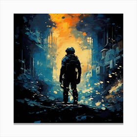 Soldier In The City Canvas Print