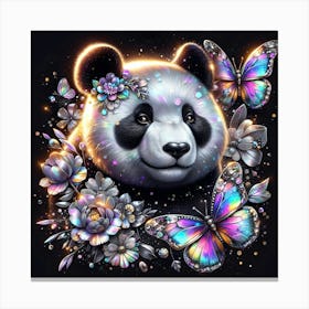 Panda Bear With Butterflies Canvas Print