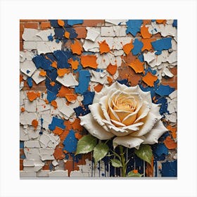 Rose On A Brick Wall Canvas Print