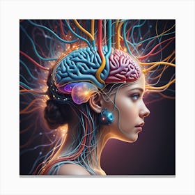 Woman With Brain And Wires Canvas Print