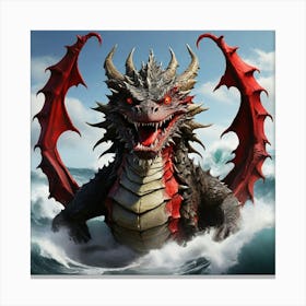 Dragon In The Sea Art Painting Canvas Print