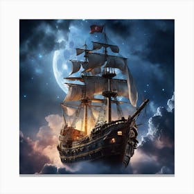 Pirate Ship In The Sky Canvas Print