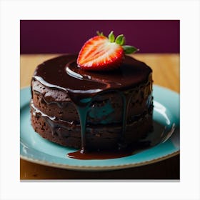 Chocolate Cake With Strawberries Canvas Print