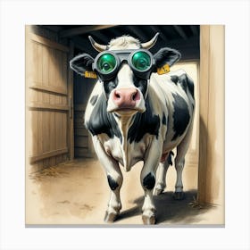 Cow With Goggles 3 Canvas Print