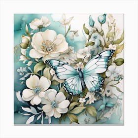 Butterflies And Flowers 1 Canvas Print