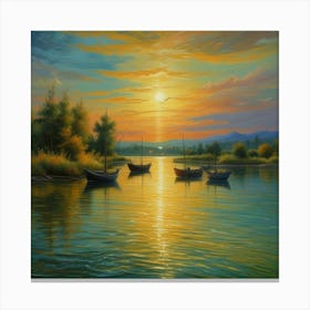 Sunset On the Lake Canvas Print