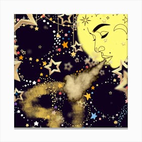 Moon And Stars  Canvas Print