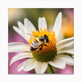 Bee On A Flower Canvas Print