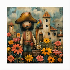Pirate, Naïf, Whimsical, Folk, Minimalistic Canvas Print