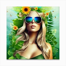 Beautiful Woman In Sunglasses 1 Canvas Print