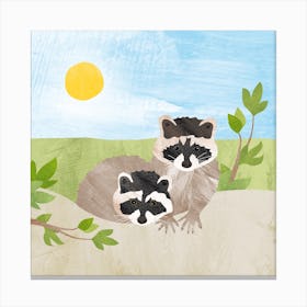 Cute Raccoons Canvas Print