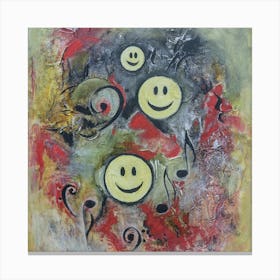 Wall Art, Musical Smiley Faces Canvas Print