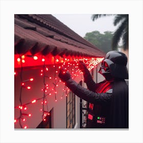 Darth Vader Puts Up Christmas Lights Star Wars Art Print Canvas Print