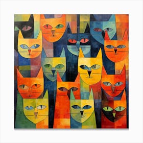 Maraclemente Cats Painting Style Of Paul Klee Seamless 3 Canvas Print
