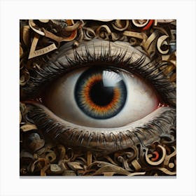 An eye surrounded by letters Canvas Print